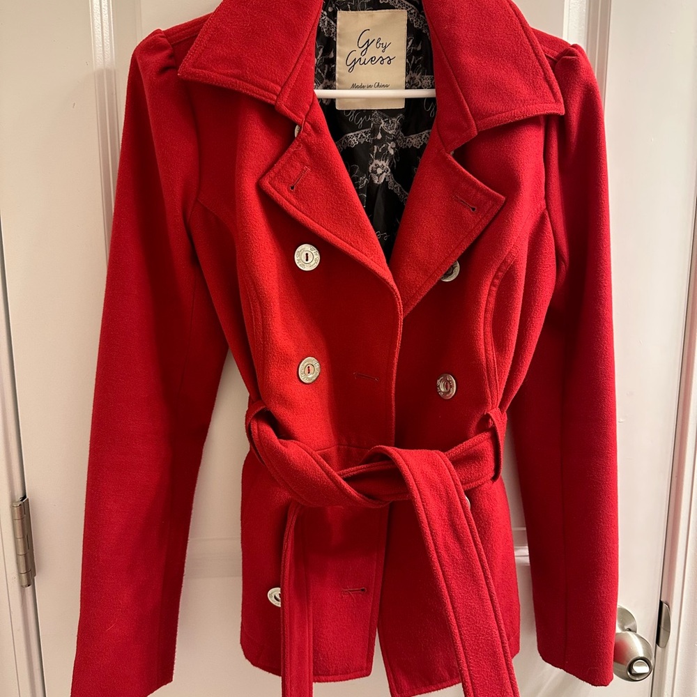 G by Guess Vibrant Red Pea Coat